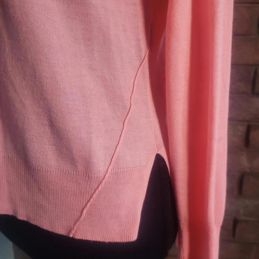 Zara Women's Basic Long Sleeve Sweater Peach/Pink Round Neck Side Slit - Size S - Picture 5 of 9